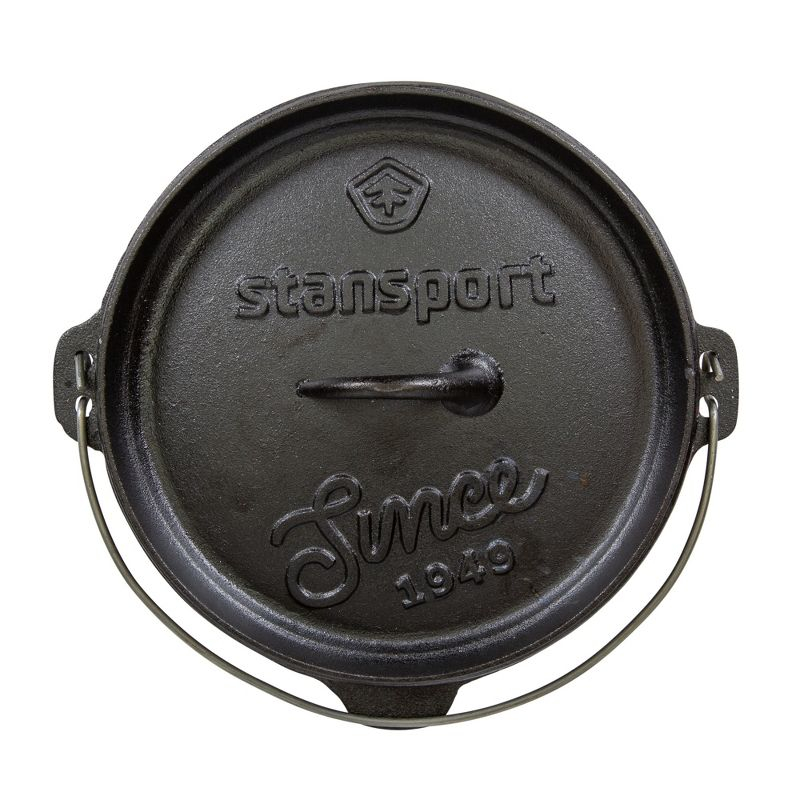 Stansport Preseasoned Cast Iron Flat Bottom Dutch Oven - 4 QT