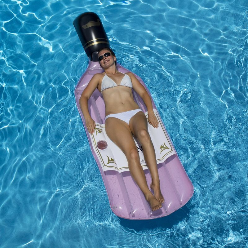 Swim Central 94" Pink Rose Bottle Inflatable Swimming Pool Lounge Float