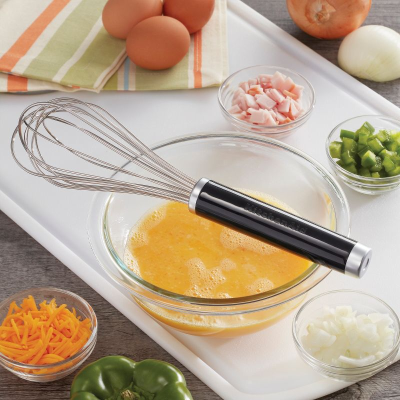 KitchenAid Stainless Steel Utility Whisk: Metal Wire Whisk, Kitchen Tools, Dishwasher-Safe, Black, 10.75" Length