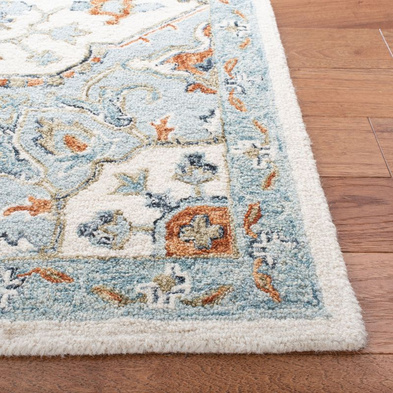 Heritage HG922 Hand Tufted Area Rug - Ivory/Blue - 6'x6' - Safavieh.