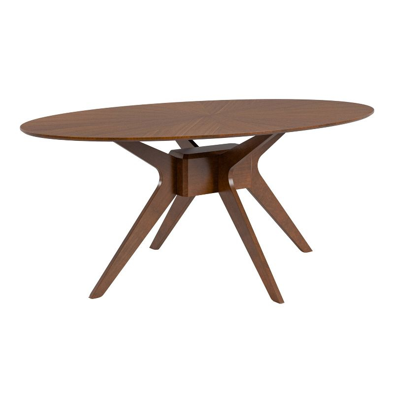 HOMES: Inside + Out 54" Pearlcrest Mid-Century Modern Modern Oval Dining Table Walnut
