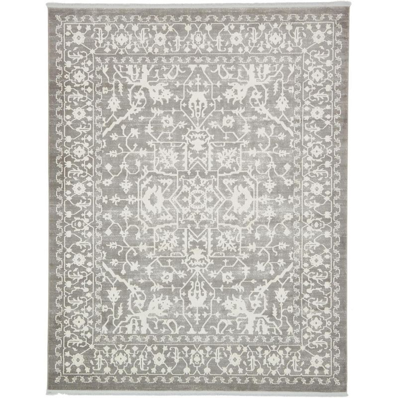 Unique Loom New Classical Collection Area Rug - Olympia (8'  x 10' Rectangle Light Gray/Ivory)