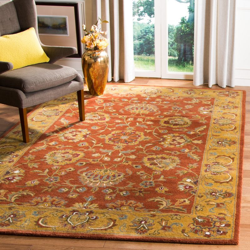 Heritage HG820 Hand Tufted Area Rug - Red/Natural - 8'9"x11'9" - Safavieh.