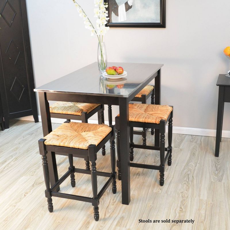 Carolina Living Cooper Stainless Steel Top Bar Table Wood/Black: High Bar Height, Kitchen Functionality