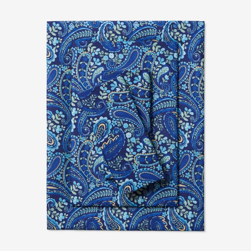 BrylaneHome BH Studio Microfiber Printed Sheet Set - Full, Navy Paisley