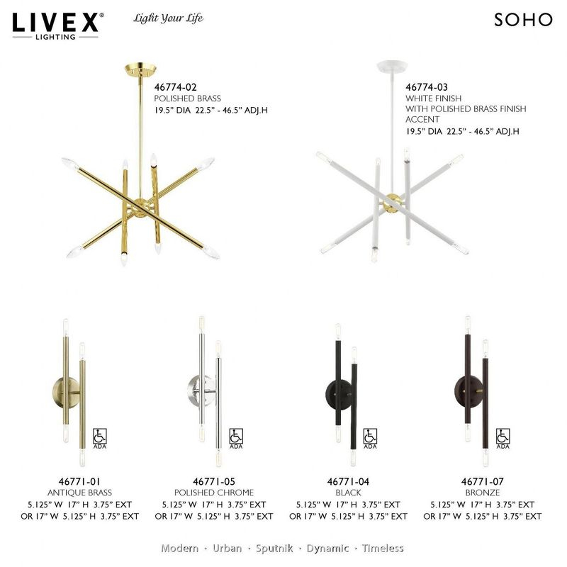 Livex Lighting Soho 4 - Light Wall Light in  Antique Brass
