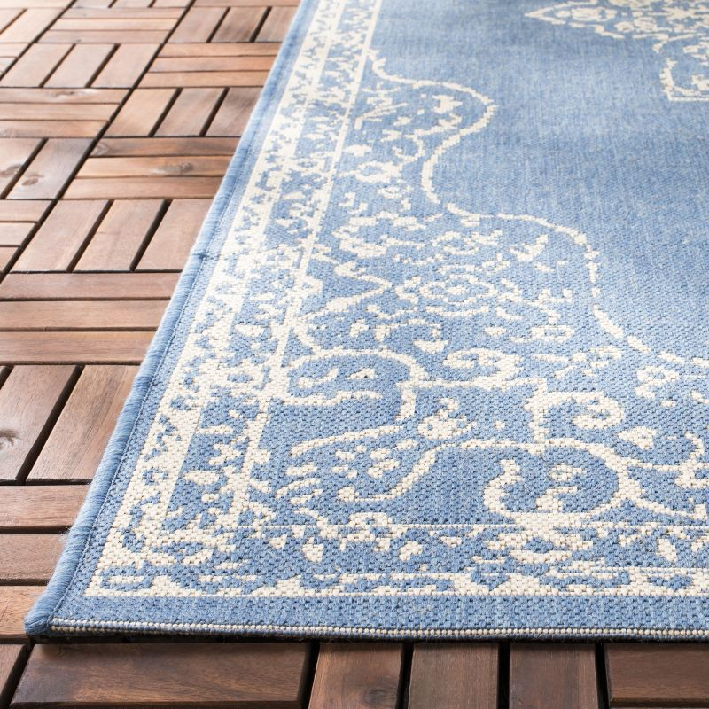Beach House BHS180 Power Loomed Indoor/Outdoor Area Rug - Cream/Blue - 5'3"x7'6" - Safavieh