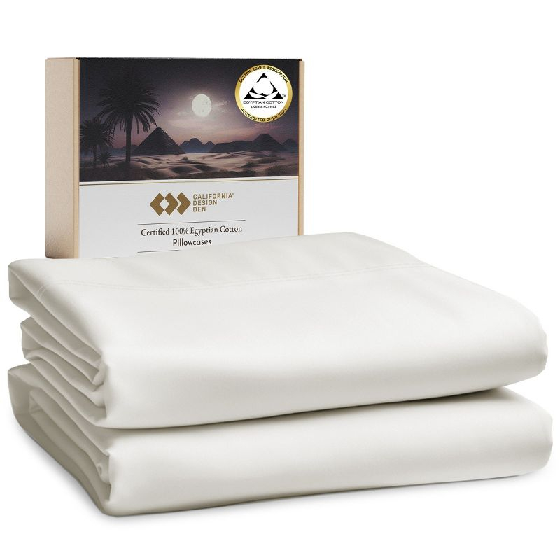 California Design Den 100% Cotton Pillow Cases Standard Size Set of 2, Sateen Weave, Cooling Pillow Cases for Standard / Queen Size Pillows, Ivory