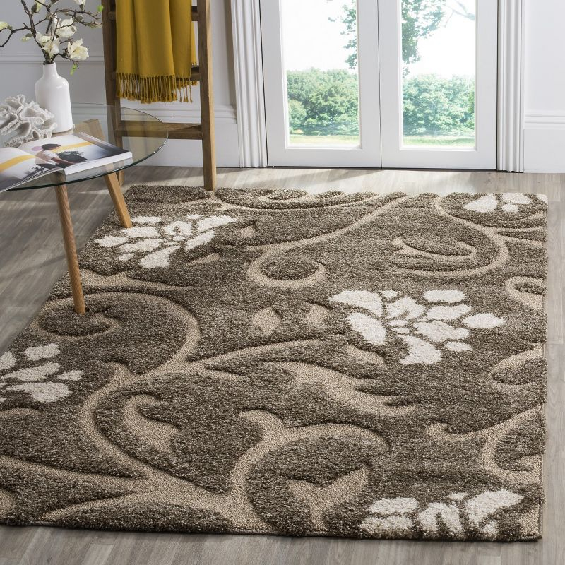 Florida Shag SG464 Power Loomed Indoor Area Rug - Smoke/Beige - 6'x9' - Safavieh