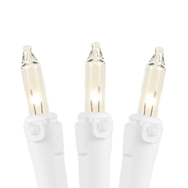 Novelty Lights 11 Feet 50 Bulb Incandescent Mini Lights, Clear with 2.5-Inch Spacing on White Wire, UL Listed for Indoor/Outdoor, Connectable