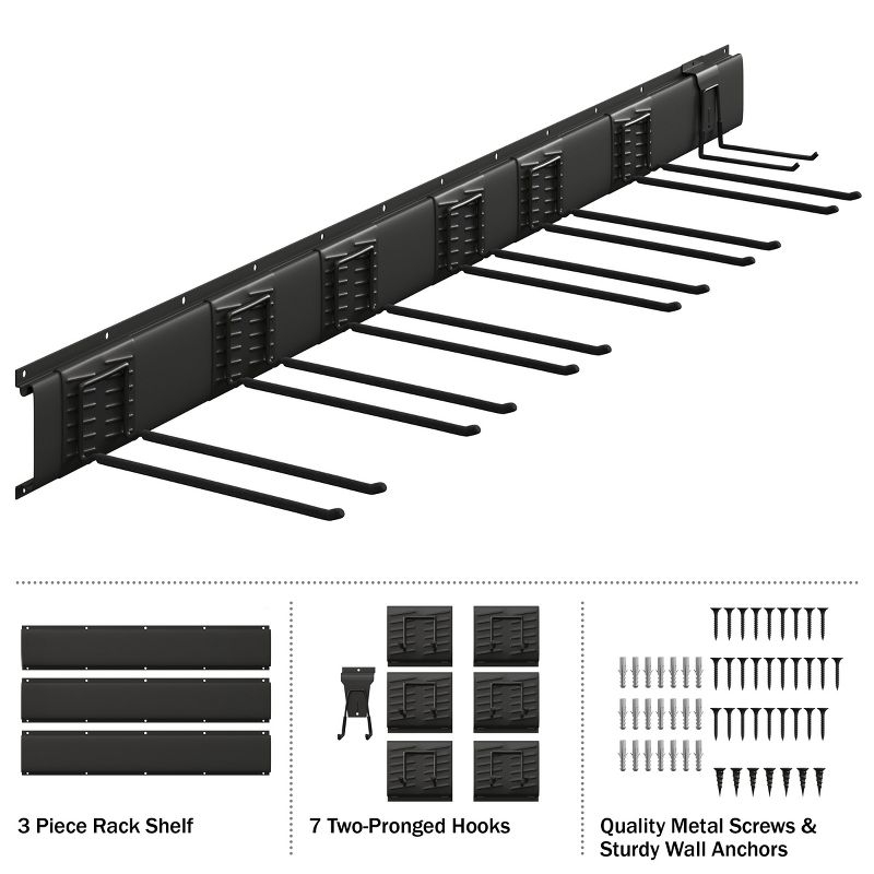 Garage Shelving Wall Organizer for Sports Equipment or Yard Tools - Ski or Snowboard Wall Mount - Storage Rack with 265lbs Capacity by Rad Sportz