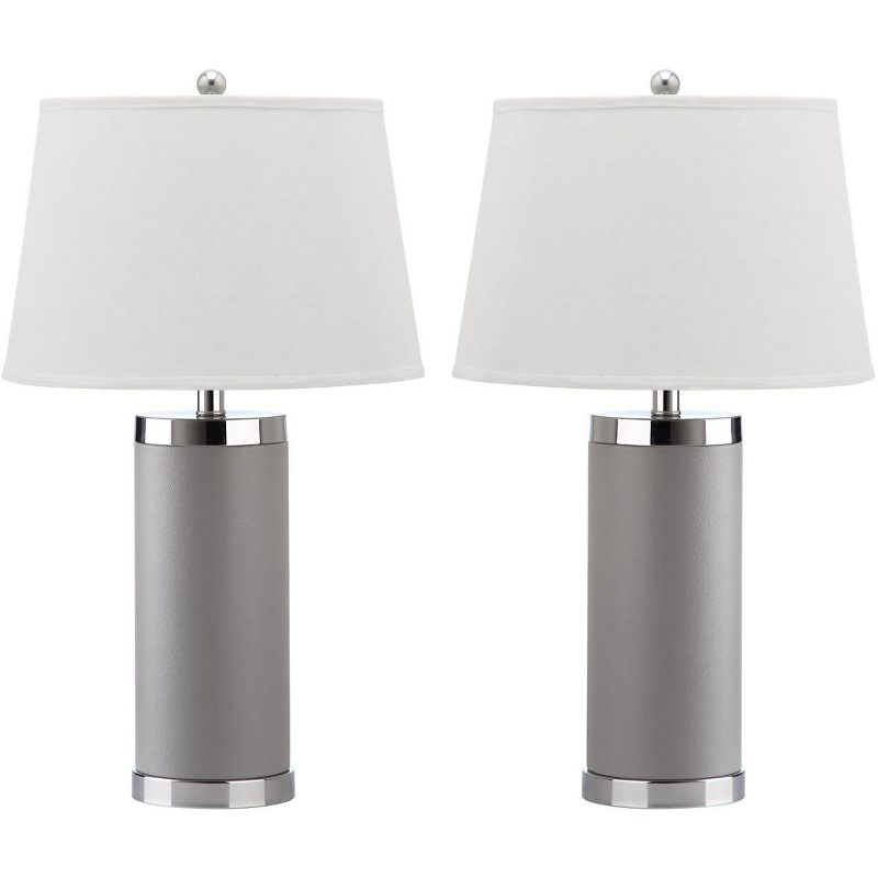 Leather Column Table Lamp (Set of 2) - Grey - Safavieh.