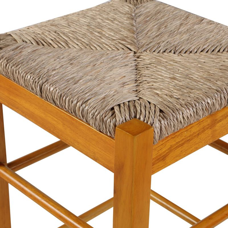 24" Rush Seat Counter Height Barstool Oak - Boraam: Hardwood Frame, Handwoven Seat, Floor Glides