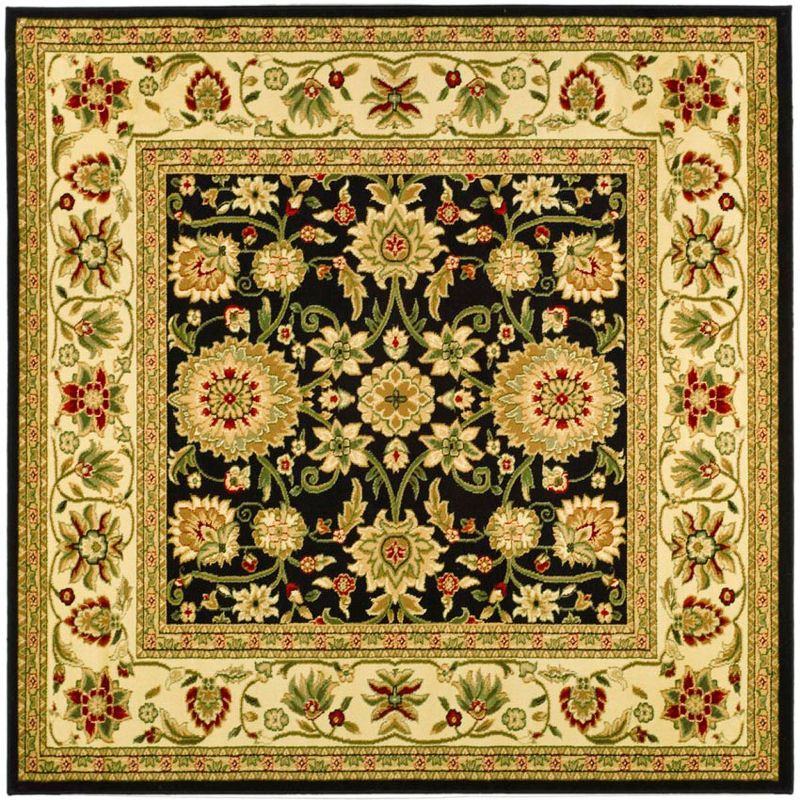 Lyndhurst LNH212 Power Loomed Area Rug - Black/Ivory - 5'3"x5'3" - Safavieh