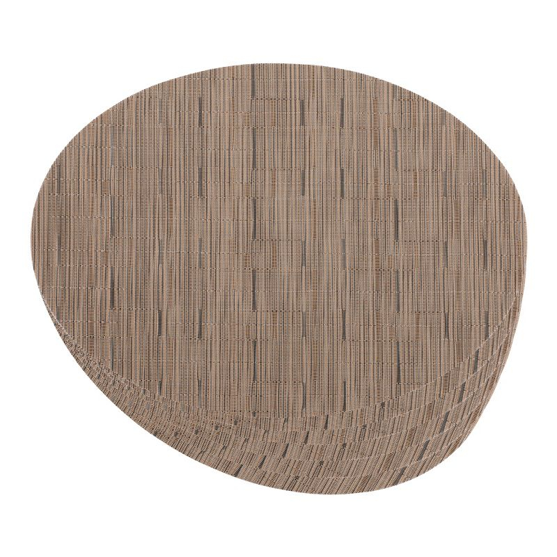 REGALWOVEN PVC Oval Kitchen Dining Table Decor Wipeable Placemats 6 Pcs Light Brown