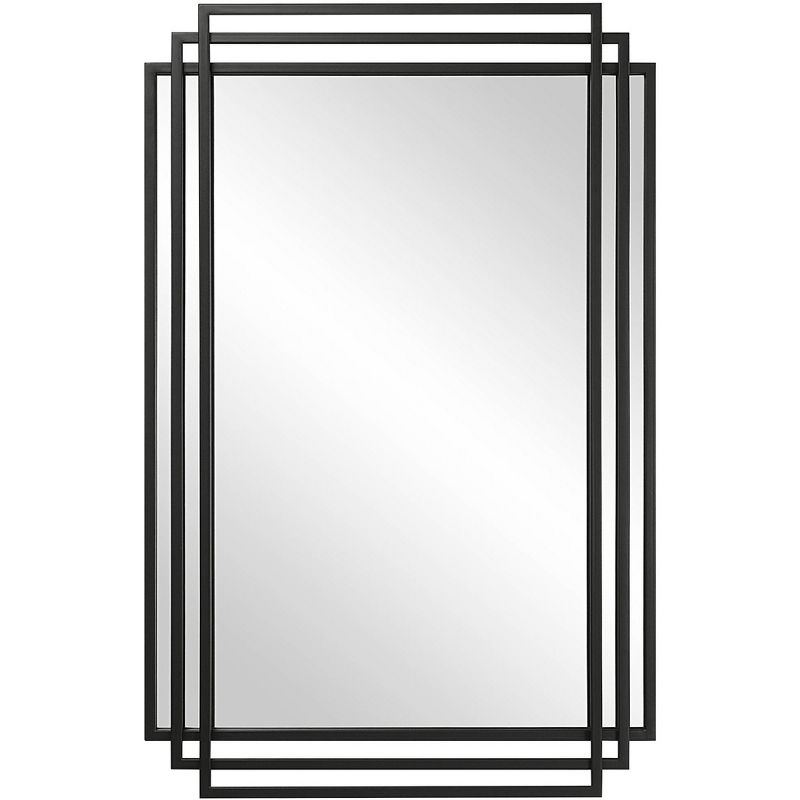 Uttermost Rectangular Vanity Accent Wall Mirror Modern Overlapping Matte Black Iron Frame 21 1/4" Wide for Bathroom Bedroom Home