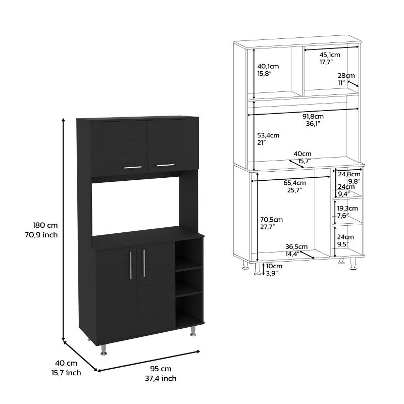 Depot E-Shop Kitchen Pantry Double Door Cabinet, Four Legs, Three Shelves