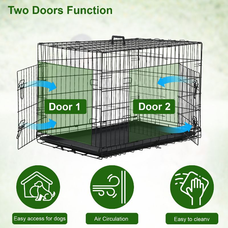 BestMassage 42 Inch Dog Crate Dog Cage Dog Kennel with Double Door Removable Tray & Handle Indoor Outdoor Pet Crate, Black