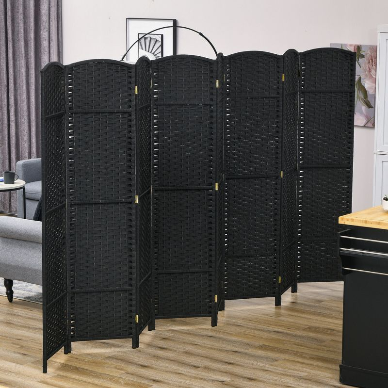 HOMCOM Room Divider, 8 Panel Folding Privacy Screen, 5.6' Tall Freestanding Partition for Home Office, Bedroom, Black