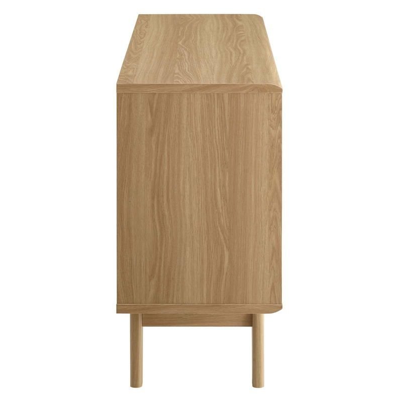 Modway Render Display TV Stand for TVs up to 48" Oak: Modern Media Console with Fixed Shelves, MDF Construction