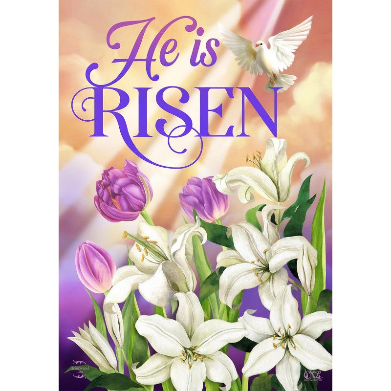 He Is Risen Lillies Easter Garden Flag 18" x 12.5" Briarwood Lane