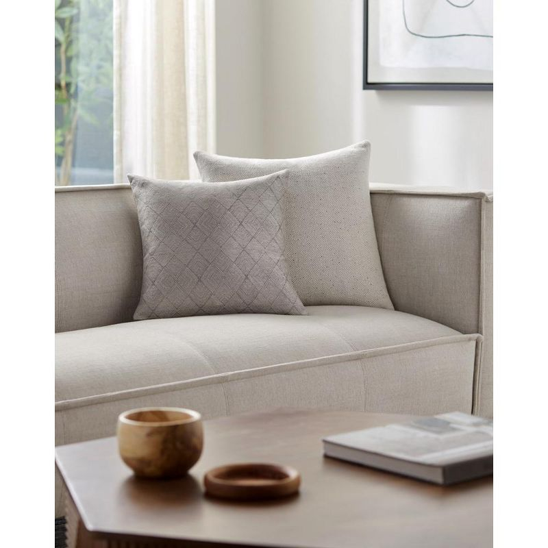 Livabliss Messina 22"H x 22"W Square Pillow Cover No Insert Traditional Medium Gray Throw Pillow