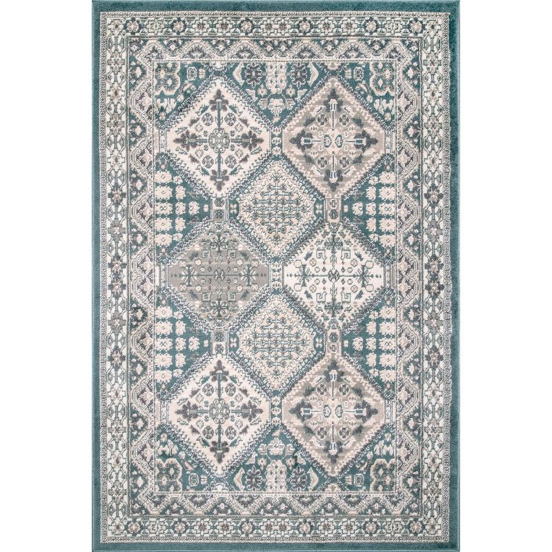 Nuloom 5x8 Becca  Tiled Indoor Area Rug, Blue, Faded Transitional Design, Stain Resistant, BedroomLiving Room, Kitchen,