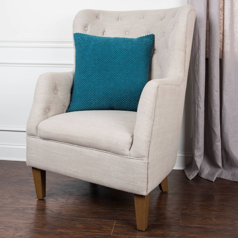20"x20" Oversize Poly Filled Solid Square Throw Pillow Dark Teal - Rizzy Home: Cotton Canvas, Zippered, Indoor Use