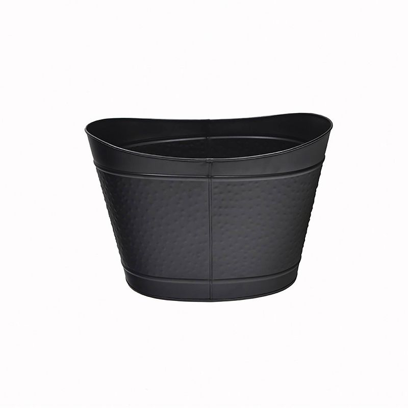 Achla Designs 23" Oval Wood Bin Fireplace Log Holder Black