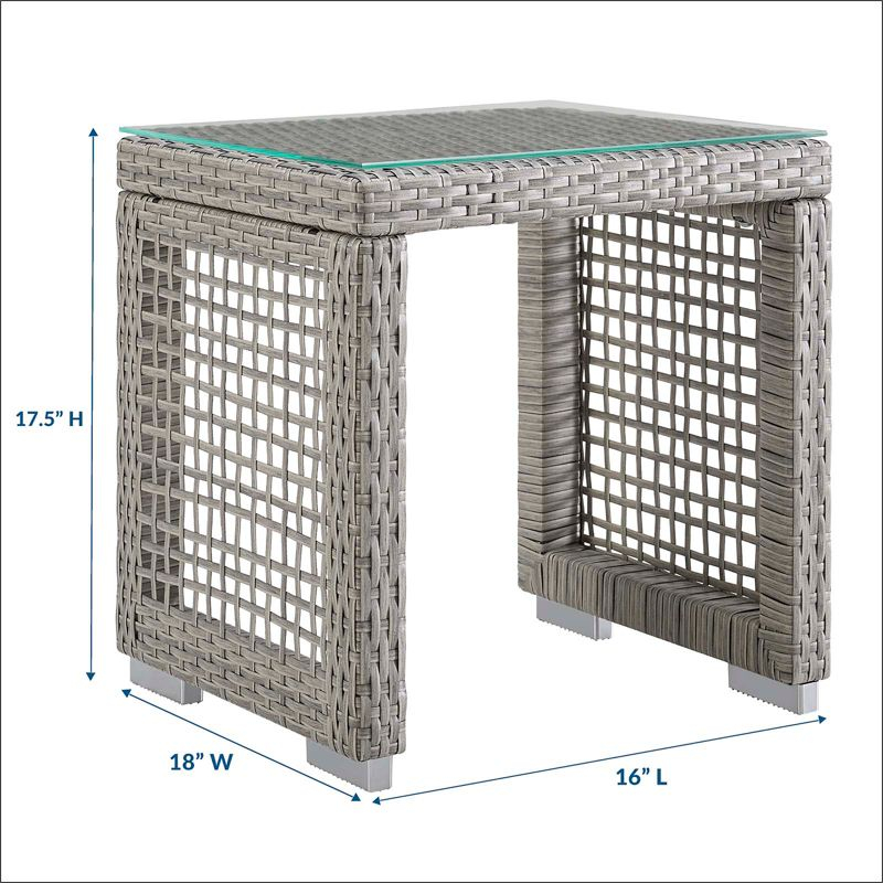 Modway Aura Outdoor Patio Wicker Rattan Side Table - Gray