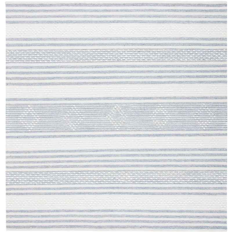 Striped Kilim STK511 Hand Woven Area Rug - Silver/Ivory - 5'x5' - Safavieh.