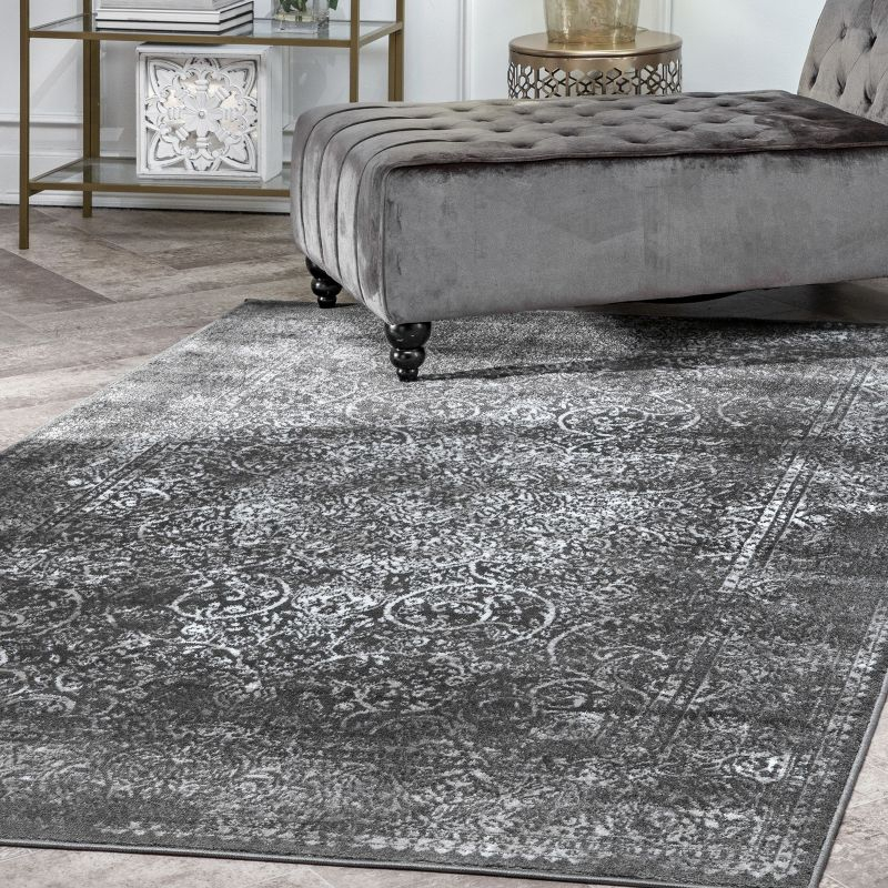Nuloom Delores Oriental/Persian 9x12 Indoor Area Rug for Living Room Bedroom Dining Room Kitchen, Dark Grey/Ivory