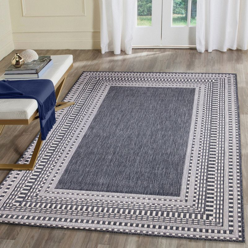 Liora Manne Malibu Etched Border Indoor/Outdoor Rug Navy 3'3" x 4'11"