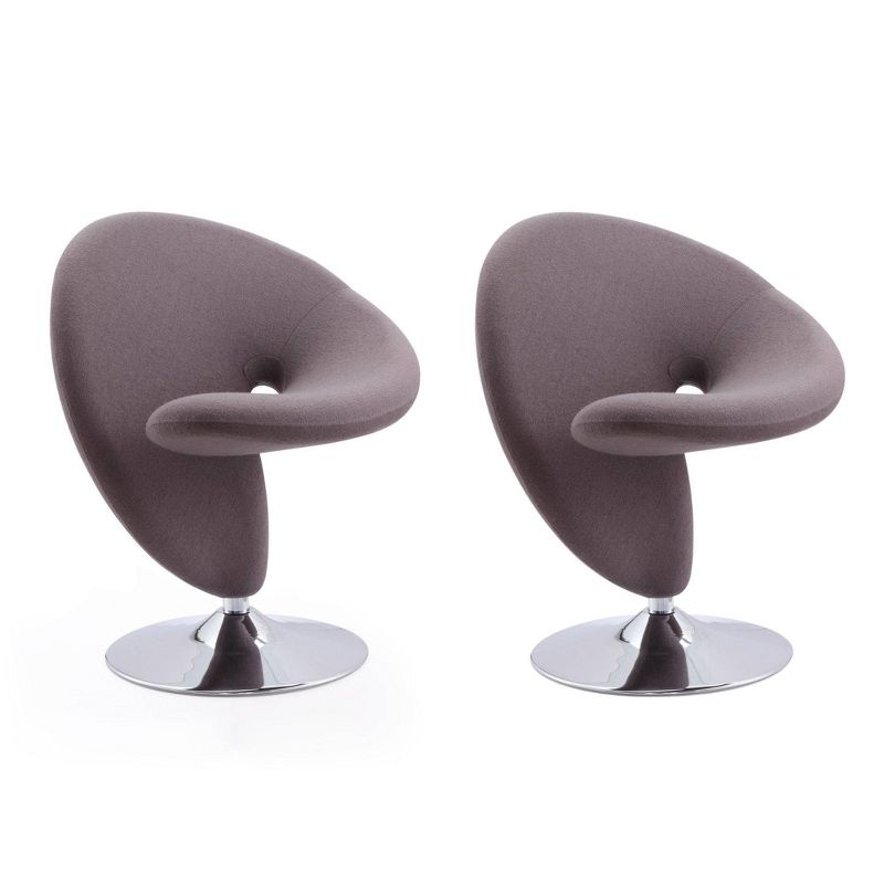 Set of 2 Curl Wool Blend Swivel Accent Chairs Gray - Manhattan Comfort: Modern Armless Design, Metal Frame, No Assembly Required
