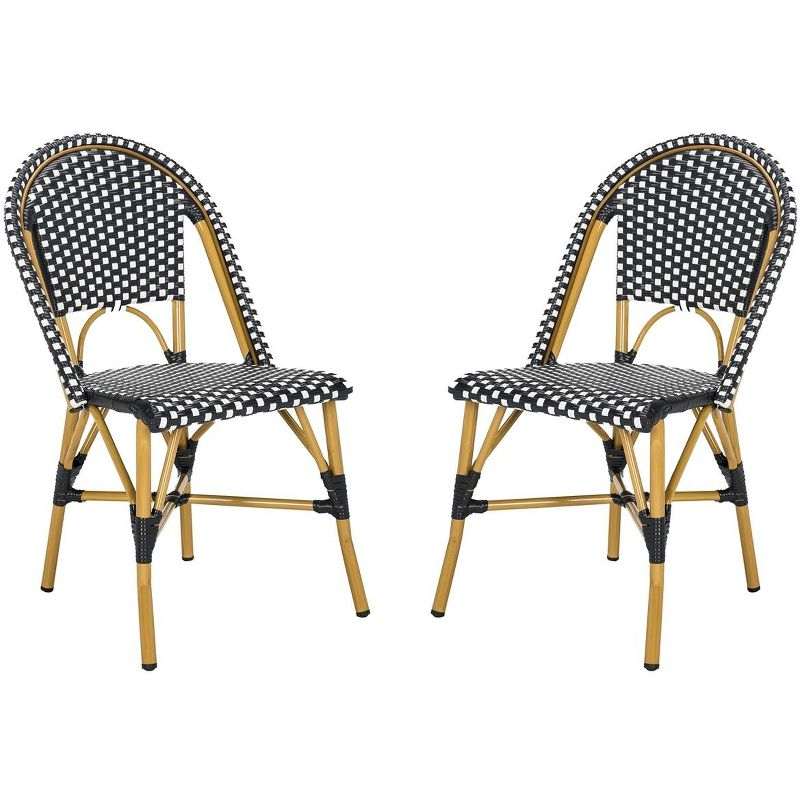 Salcha Side Chair (Set Of 2) - Indoor/Outdoor - FOX5210 - Black/White - Safavieh
