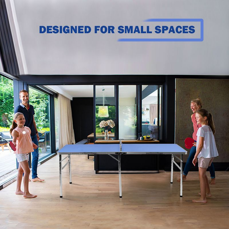 Costway 60'' Portable Table Tennis Ping Pong Folding Table with Accessories Indoor Game Blue