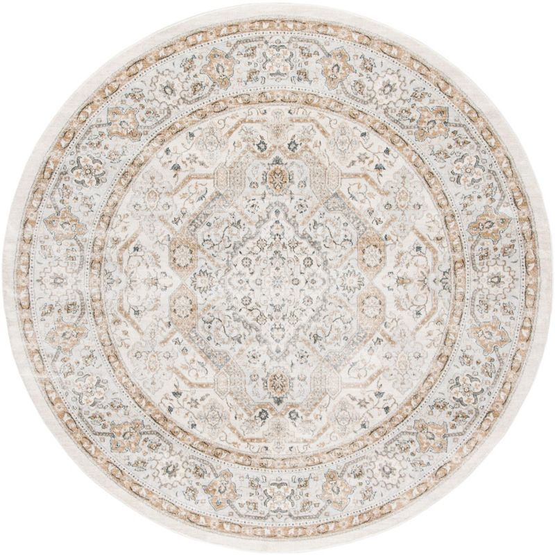 Isabella ISA916 Power Loomed Area Rug - Cream/Beige - 8' Round - Safavieh