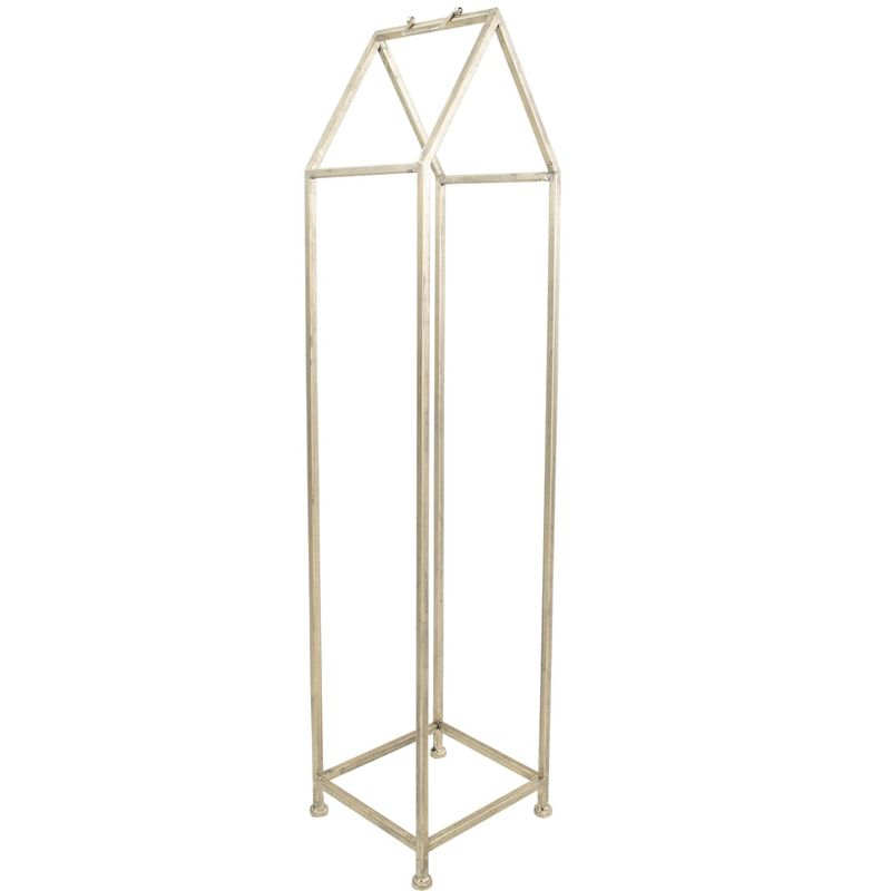 Storied Home Metal House Shaped Fire Wood Holder with Handle, Nickel