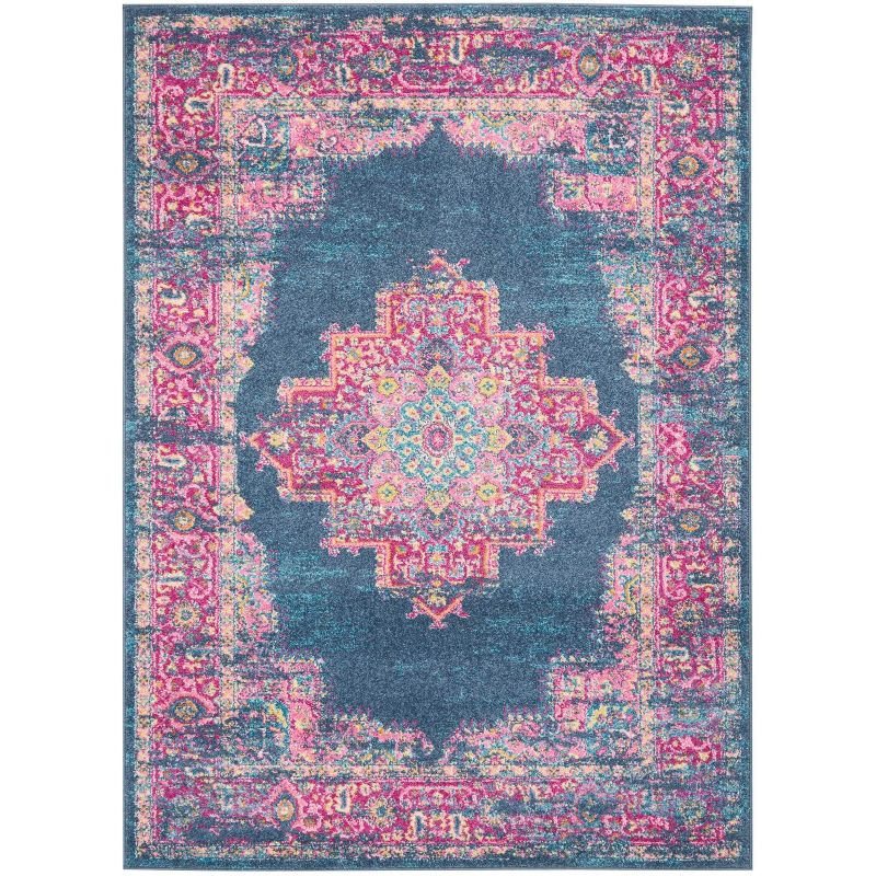 Nourison Passion Medallion Bohemian Indoor Rug Blue 5'3" x 7'3"