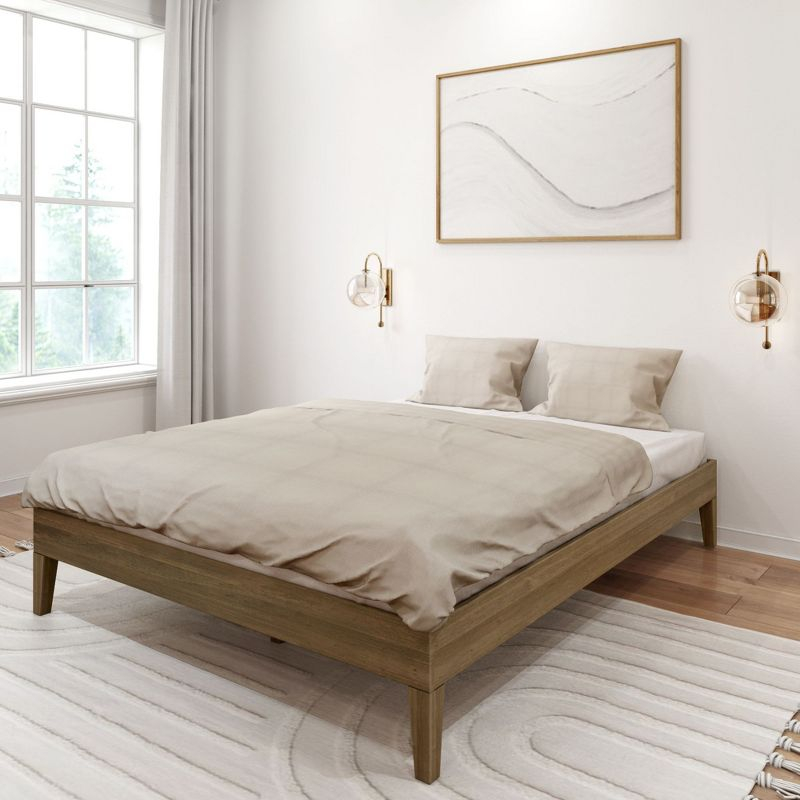 Plank+Beam Solid Wood Queen Platform Bed Frame, Matte Walnut