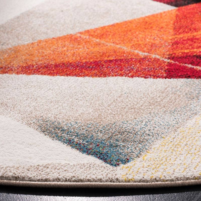 Porcello PRL6940 Power Loomed Indoor Accent Rug - 4' Round - Light Grey/Orange - Safavieh