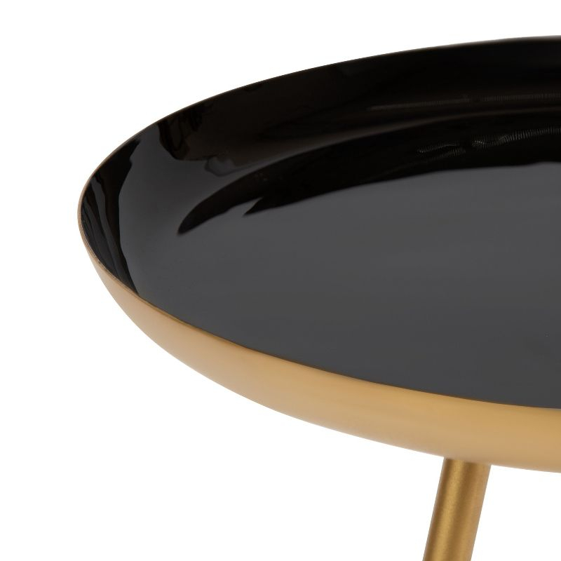 Kate and Laurel Laranya Round Metal Side Table, 15x15x22.5, Black and Gold