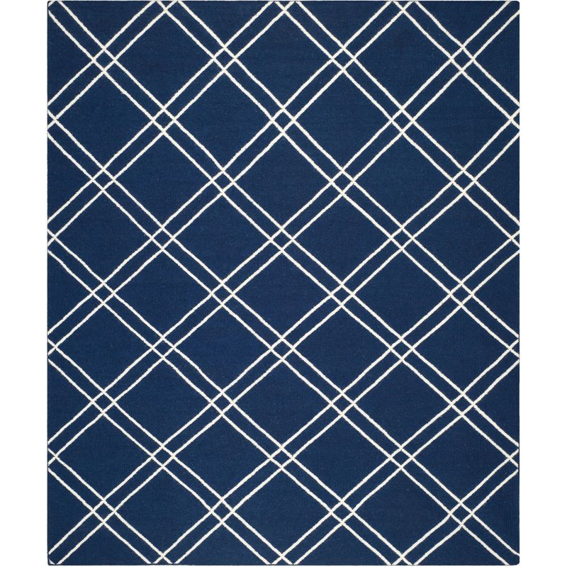 Dhurries DHU638 Hand Woven Area Rug - Navy/Ivory - 8'x10' - Safavieh.