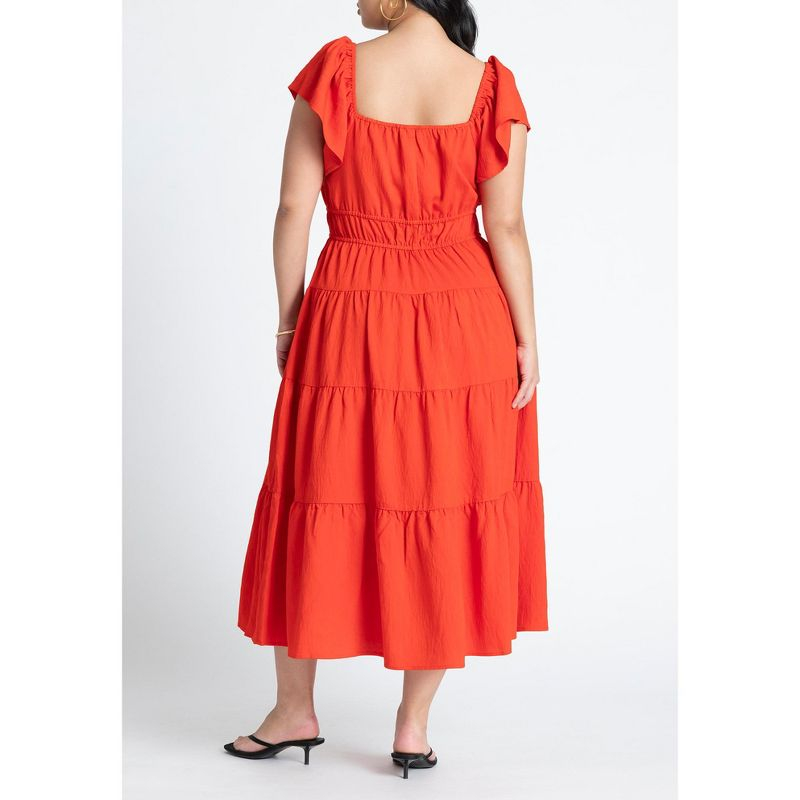 ELOQUII Women's Plus Size Ruffled Tiered Maxi Dress - 18, High Risk Red