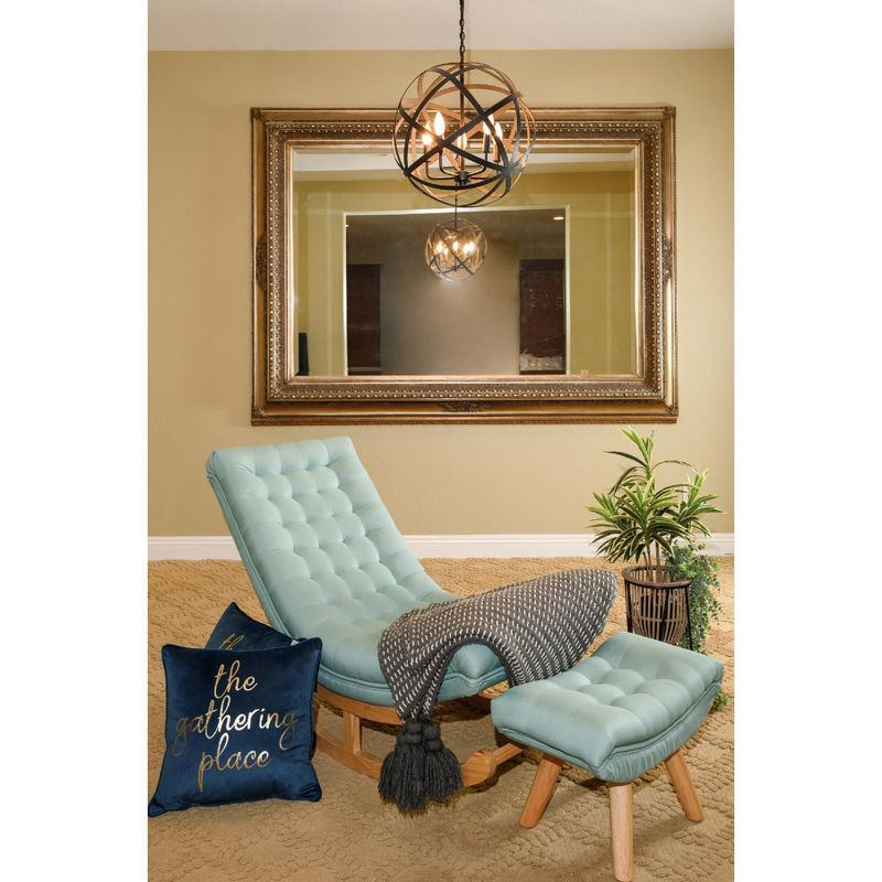 Barton Rocking Lounge Chair Relaxing Button Tufted Wood Leg W/ Footrest Stool