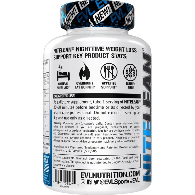 Evlution Nutrition NiteLean - Nighttime Weight Loss Support - 30 Servings