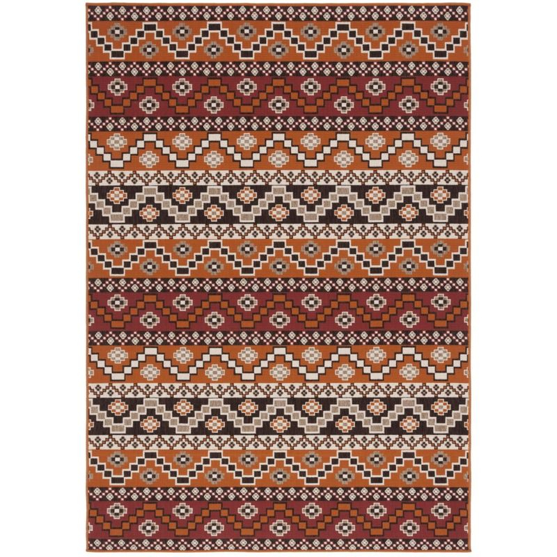 Veranda VER095 Power Loomed Indoor/Outdoor Area Rug - Red/Chocolate - 5'3"x7'7" - Safavieh