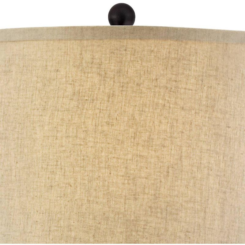 Regency Hill Tropical Table Lamp 29" Tall Woven Wicker Pattern Beige Linen Drum Shade for Living Room Family Bedroom Bedside Nightstand