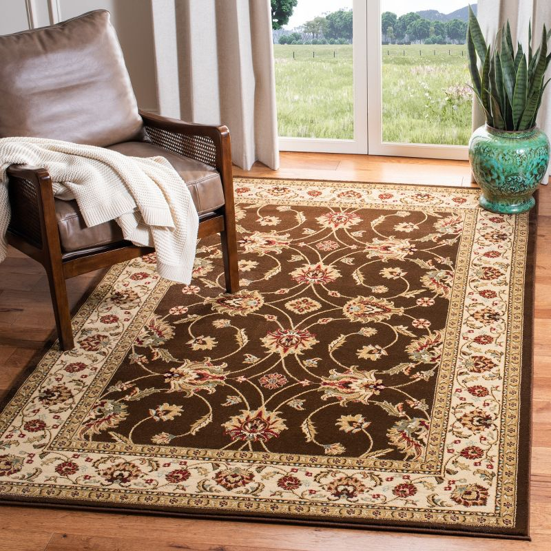 Lyndhurst LNH553 Power Loomed Area Rug - Brown/Ivory - 8'x11' - Safavieh