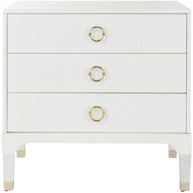 Lorna 3 Drawer Nightstand - FOX6232 - White - Safavieh Couture